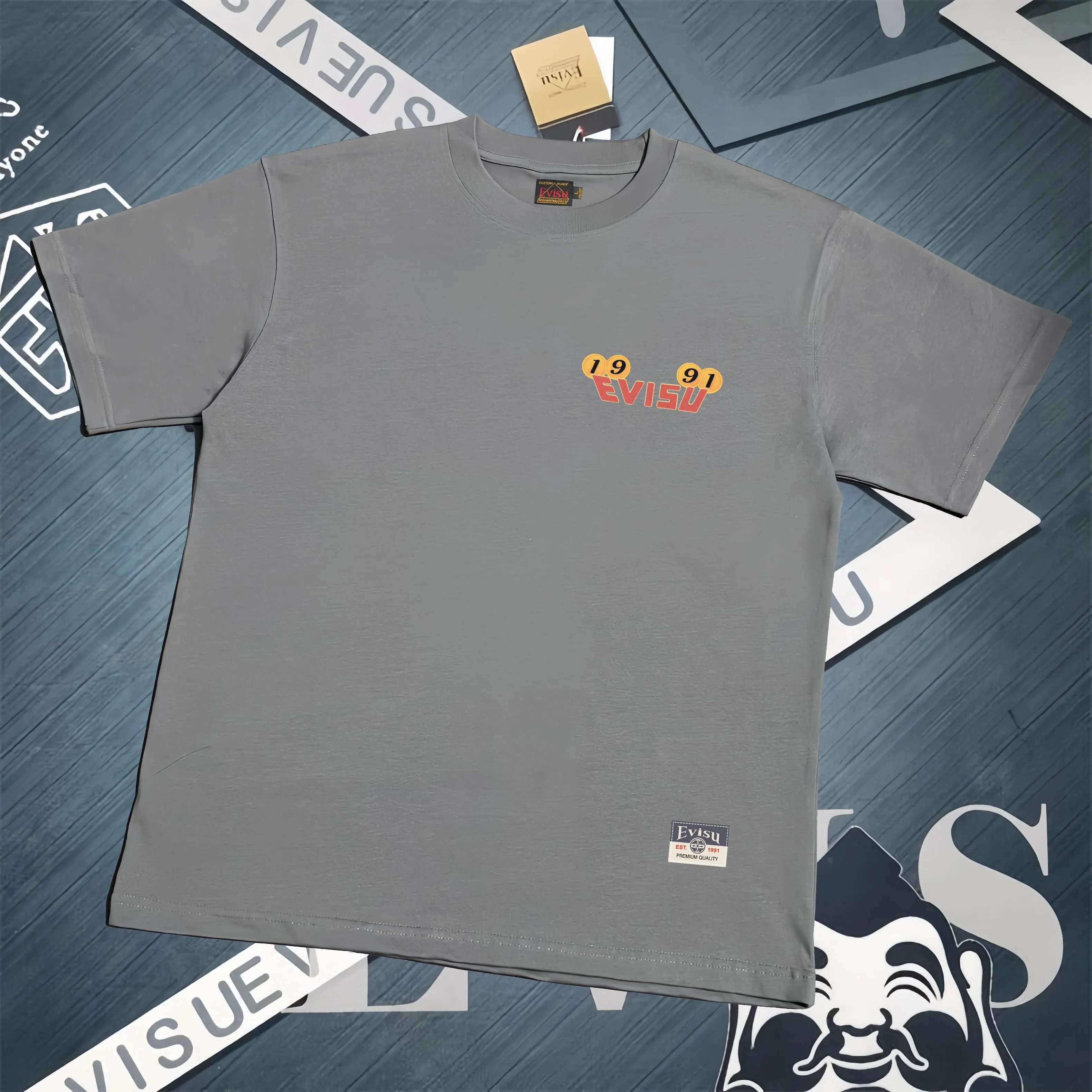 Evisu 2025New Arrival T ⚠ Quality⚠ Same Style T 。 ，Black S-XXL，White S-XXL，Gray M-XXL，Red S-XXL， Red M-XXL